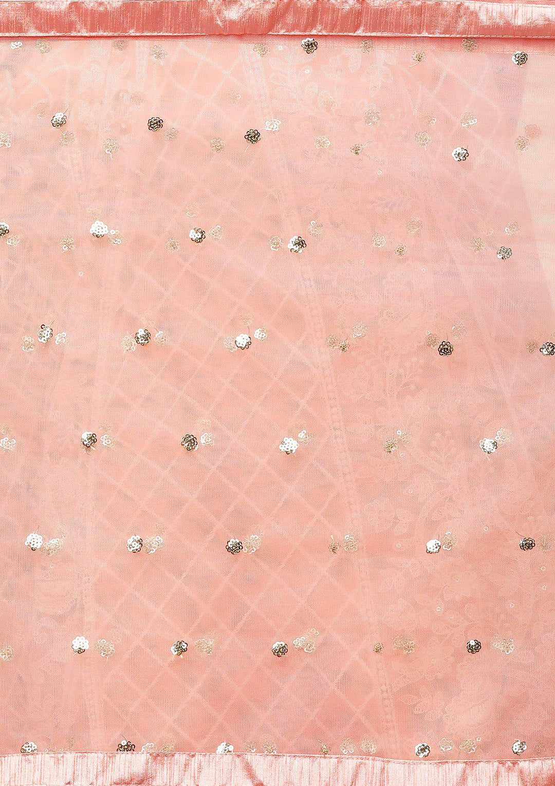 Peach Thread Work Net Designer Lehenga-Koskii
