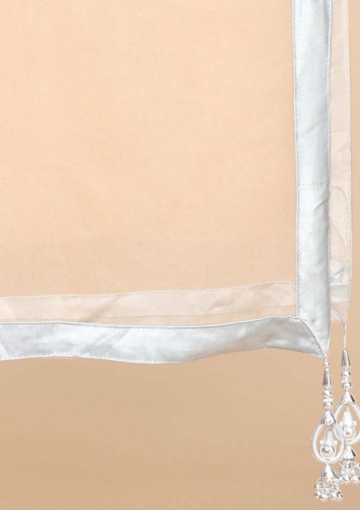 Beige Stone Work Satin Designer Lehenga-Koskii