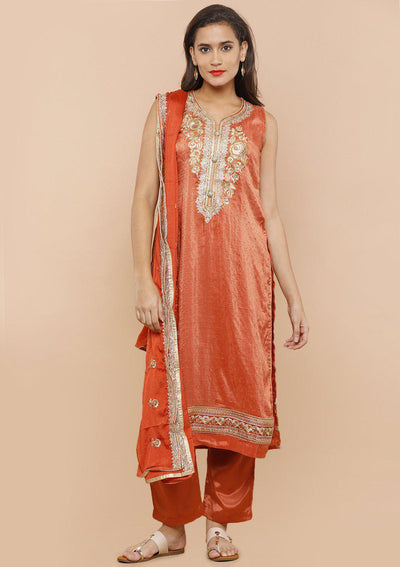 Orange Stone Work Designer Salwar Suit-Koskii