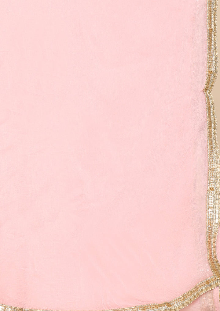 Baby Pink Zari Work Georgette Designer Gown-Koskii