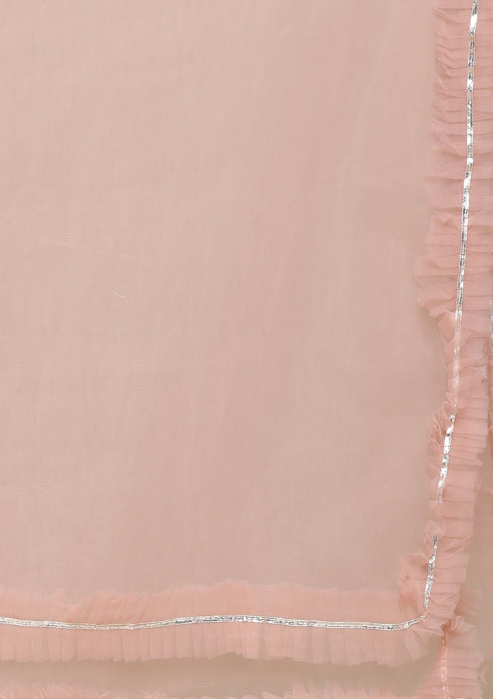 Peach Pink Zardozi Work Brocade Designer Lehenga-Koskii