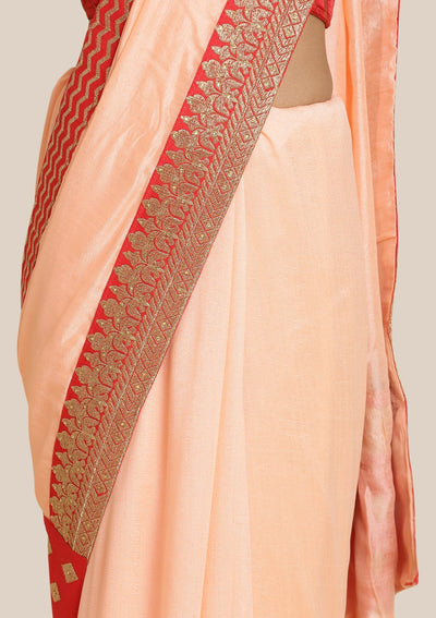 Pink Zariwork Art Silk Designer Saree-Koskii
