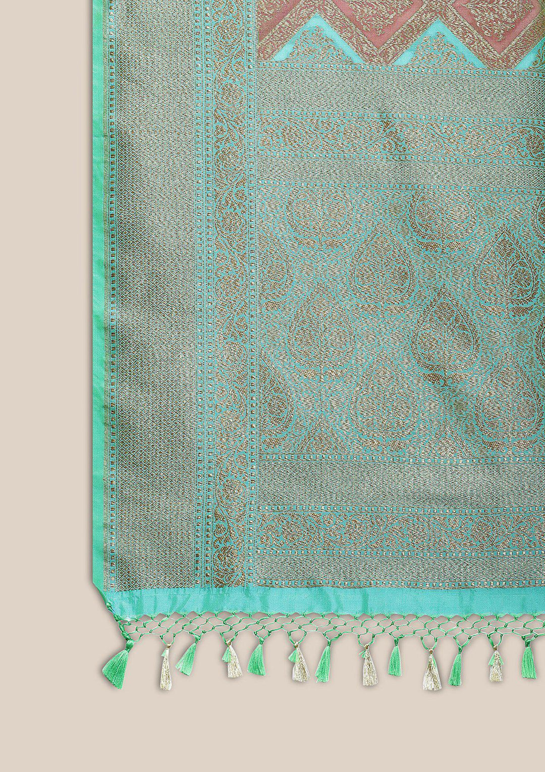 Green Zariwork Banarasi Designer Saree-Koskii