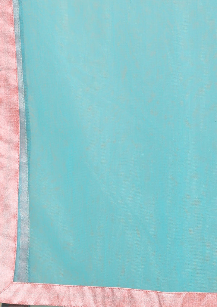Sky Blue Stone Work Silk Designer Lehenga-Koskii