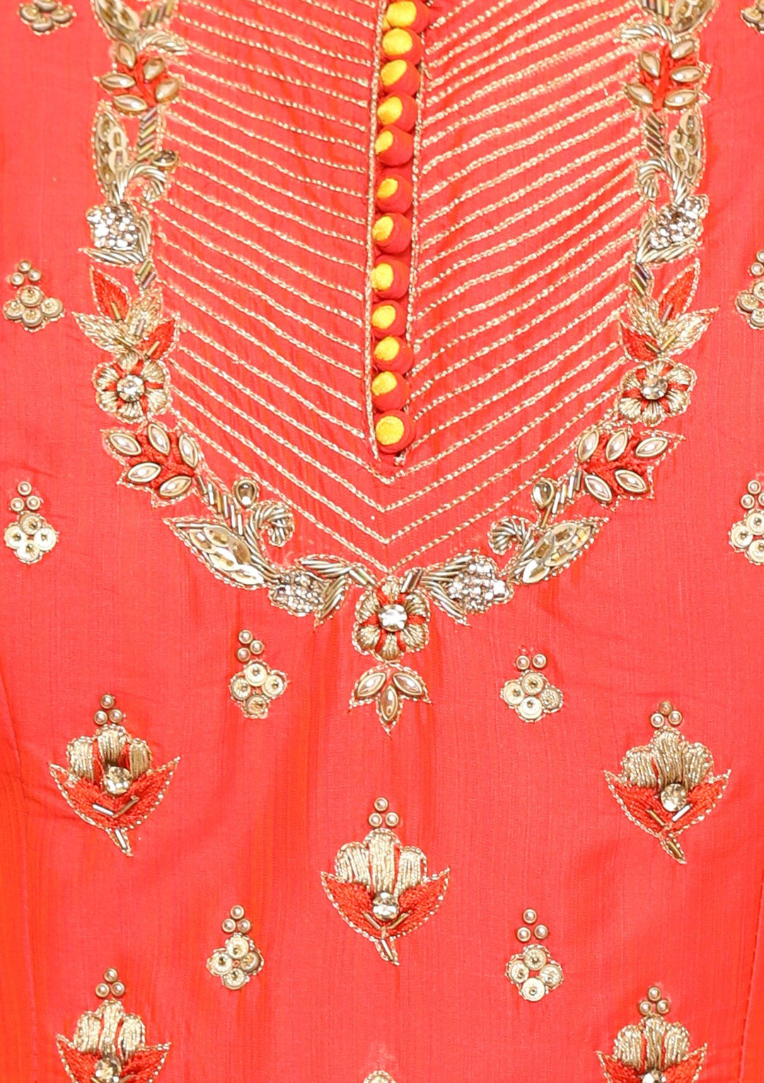 Orange Zari Work Silk Designer Gown-Koskii