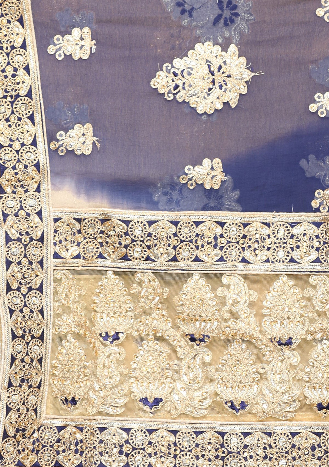 Beige and blue designer salwar suit-Koskii