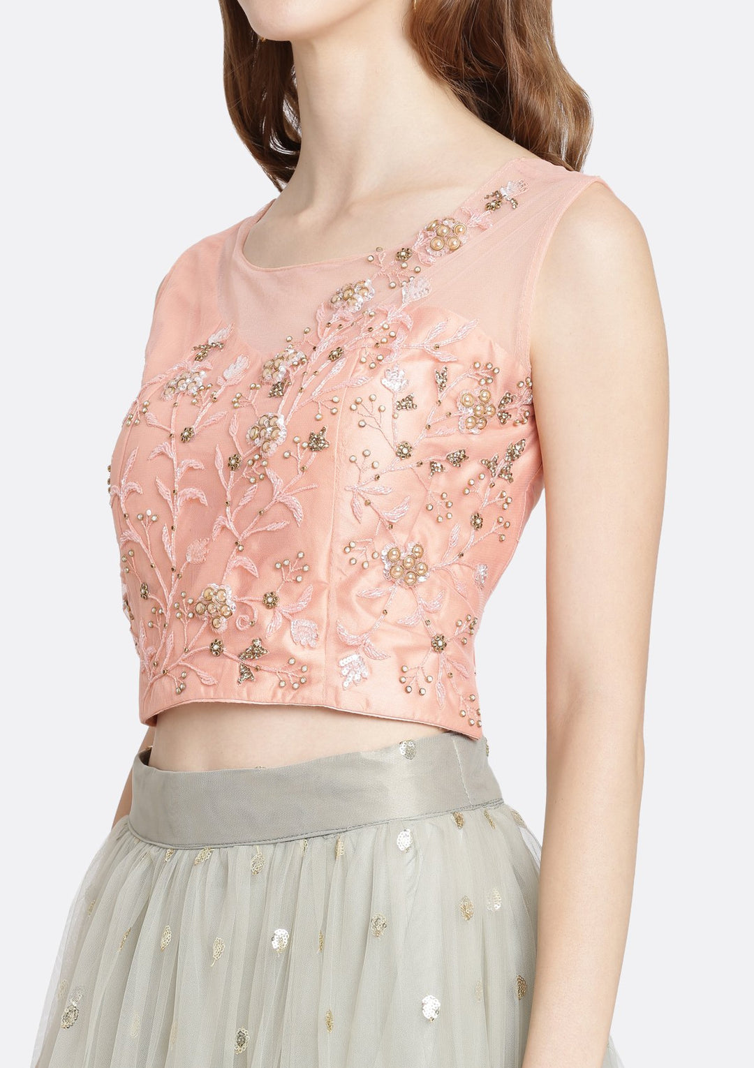 Pista Green Cutdana Net Designer Lehenga-Koskii