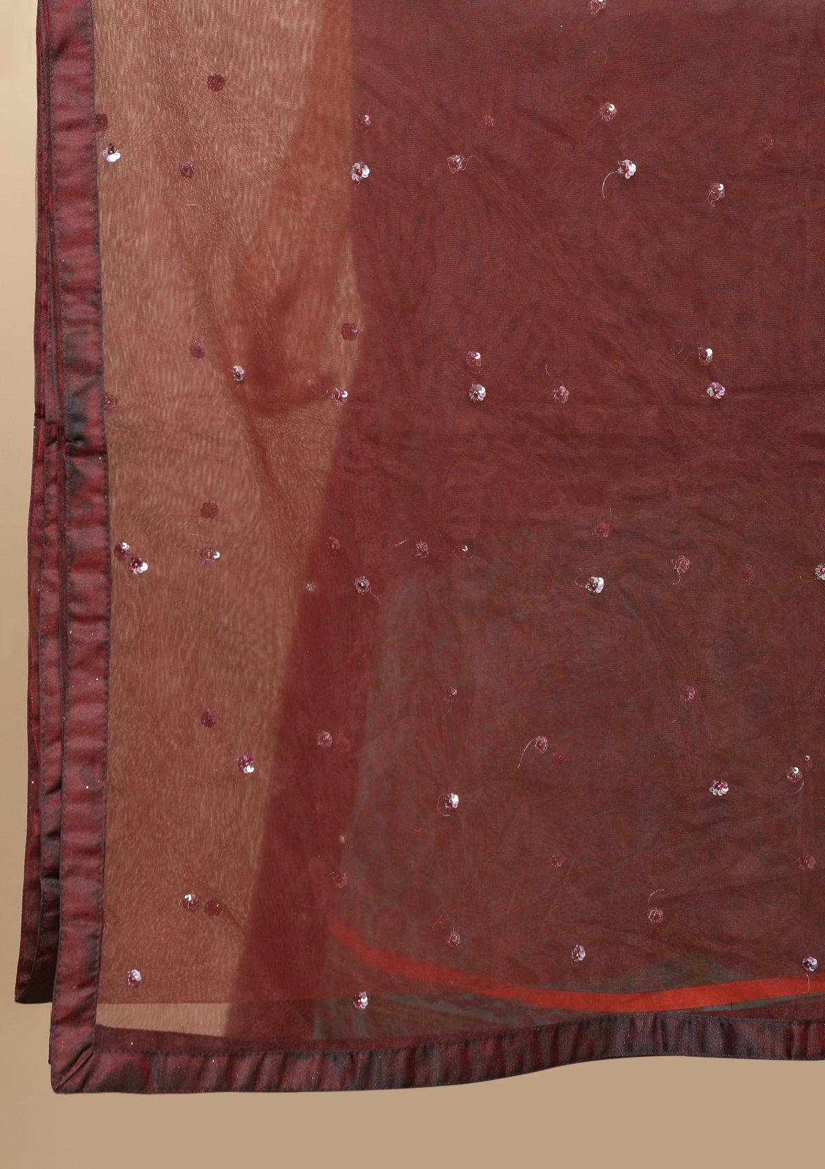 Brown Sequinned Silk Designer Lehenga-Koskii