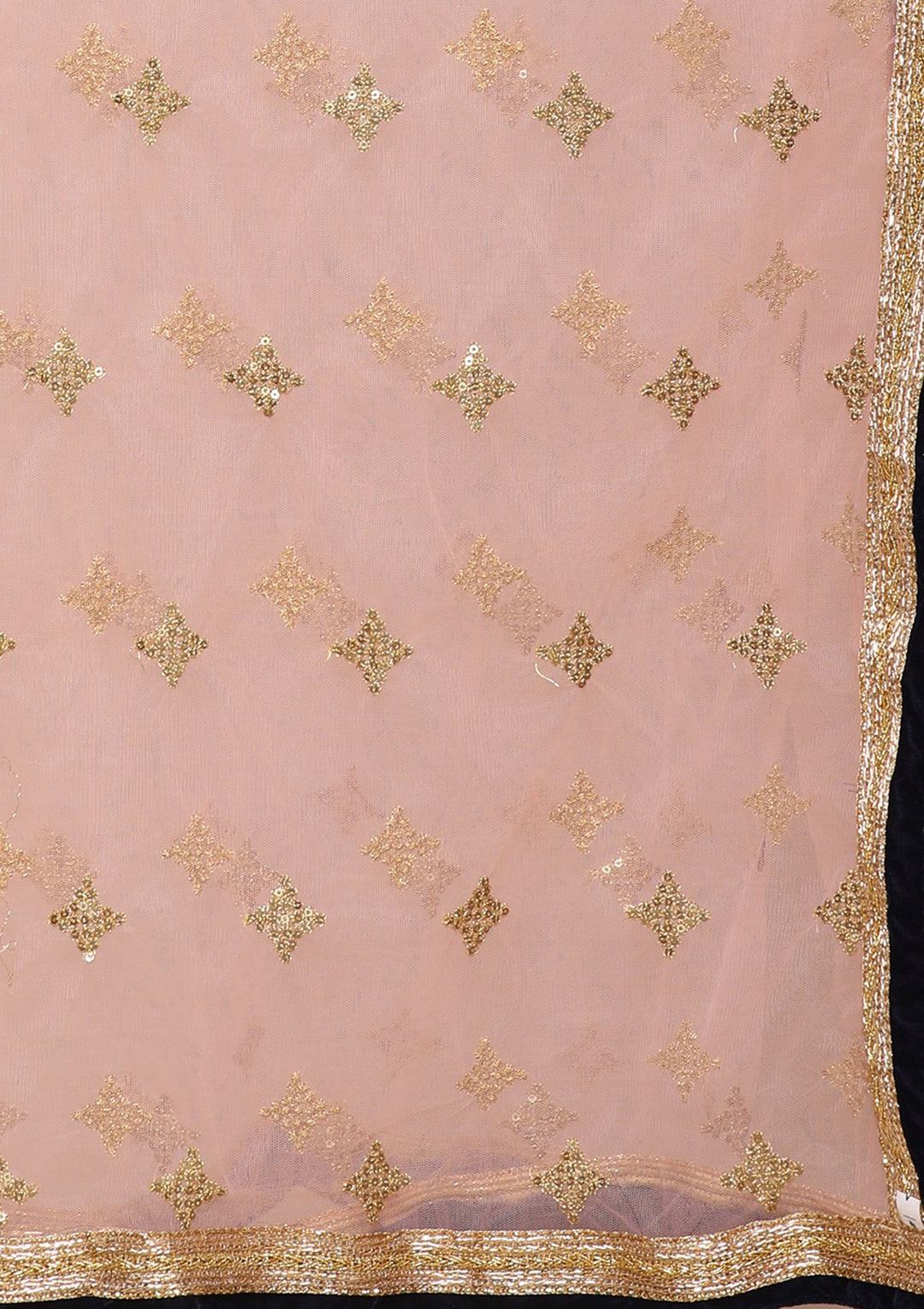 Pink Thread Work Velvet Designer Lehenga-Koskii