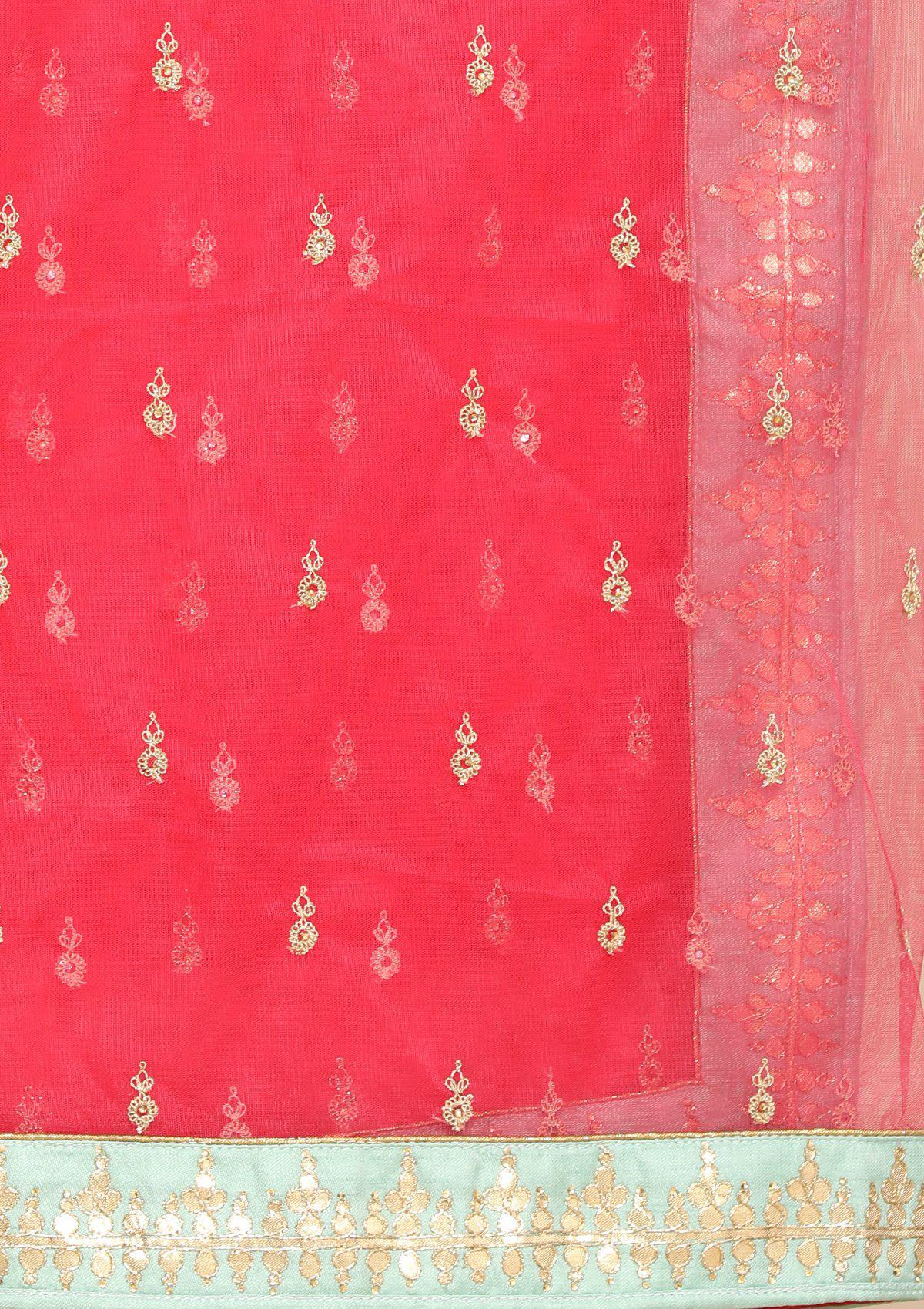 Sea Green And Rani pink designer Lehenga-Koskii