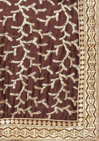 brown and gold designer salwar suit-Koskii
