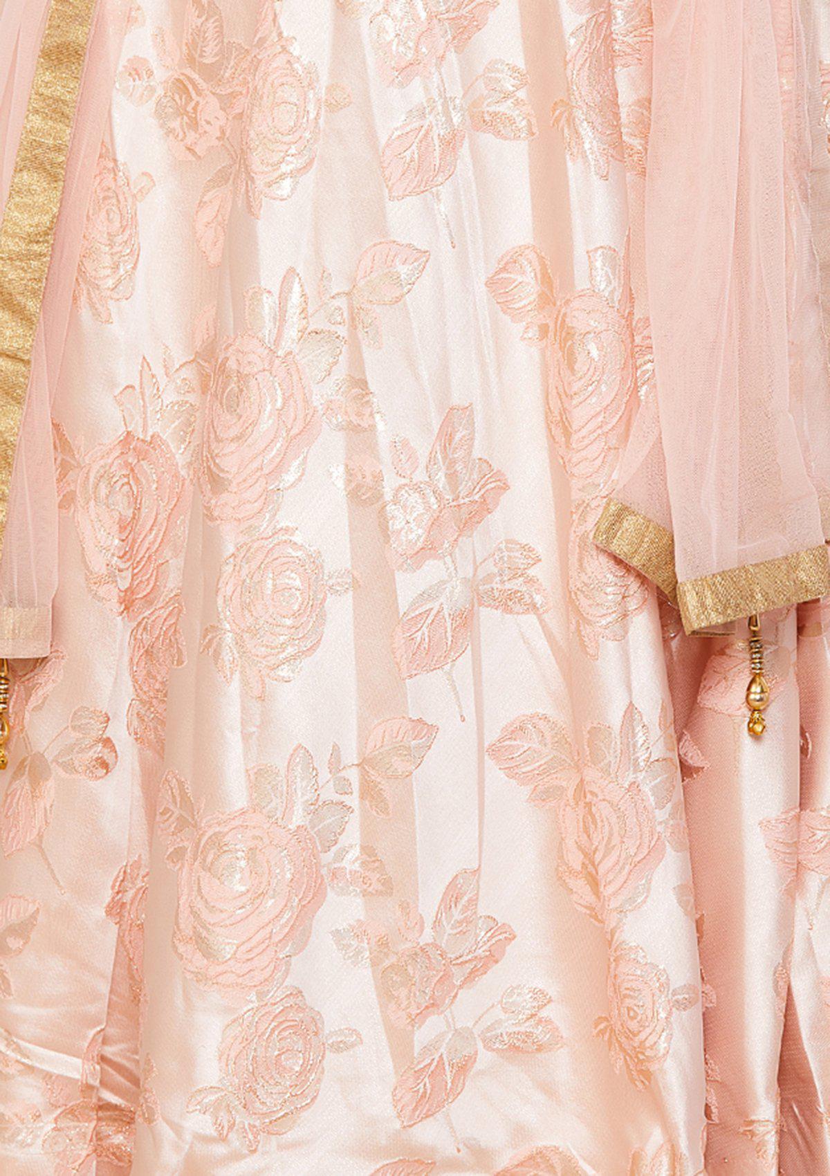 Rose Pink Cutdana Raw-silk Designer Lehenga-Koskii