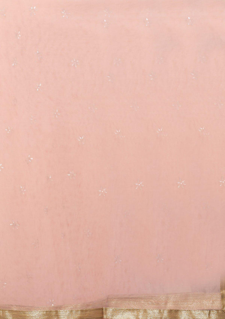 Peach Zardozi Work Silk Designer Lehenga-Koskii