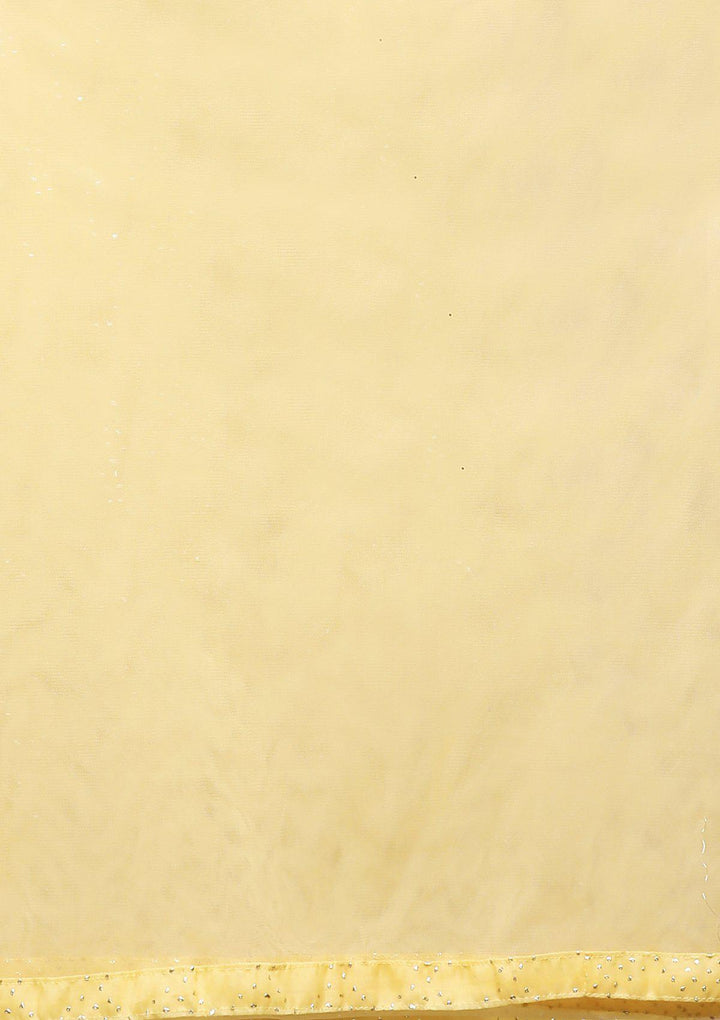 Melon Yellow Stone Work Silk Designer Lehenga-Koskii