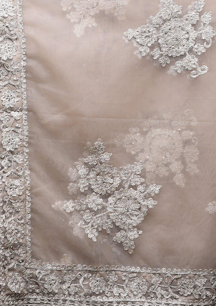 Beige Stone Work Silk Designer Lehenga-Koskii