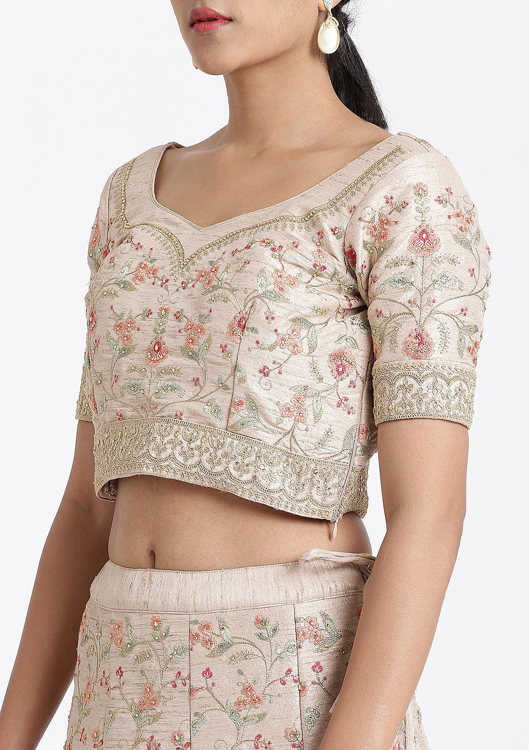 Cream Gota Patti Rawsilk Designer Lehenga-Koskii
