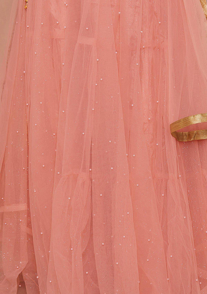 Pink Cutdana Net Designer Lehenga-Koskii