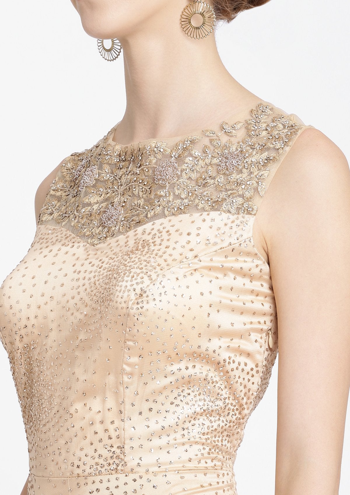 Peach Stonework Net Designer Gown-Koskii