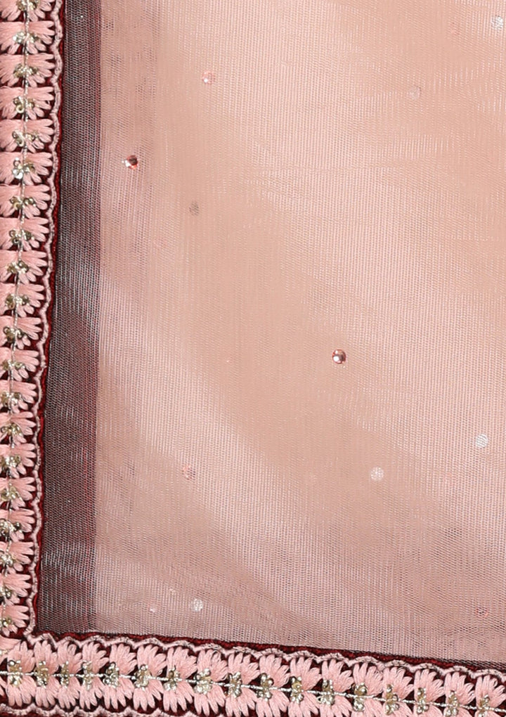 Pink Zari Work Velvet Designer Lehenga-Koskii
