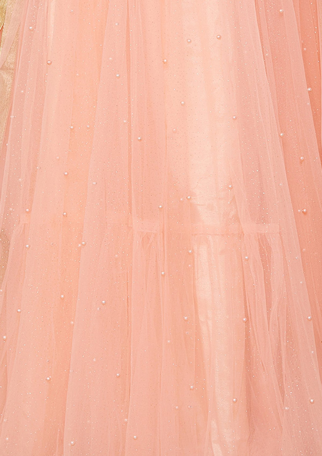 Coral Pink Cutdana Raw-Silk Lehenga-Koskii