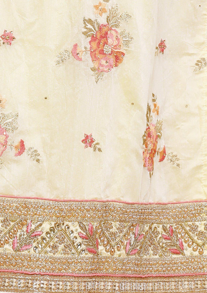Yellow and Pink Floral Designer Salwar Suit-Koskii