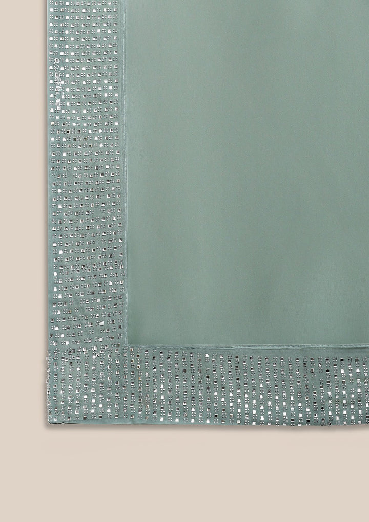 Sea Green Swarovski Georgette Designer Saree-Koskii
