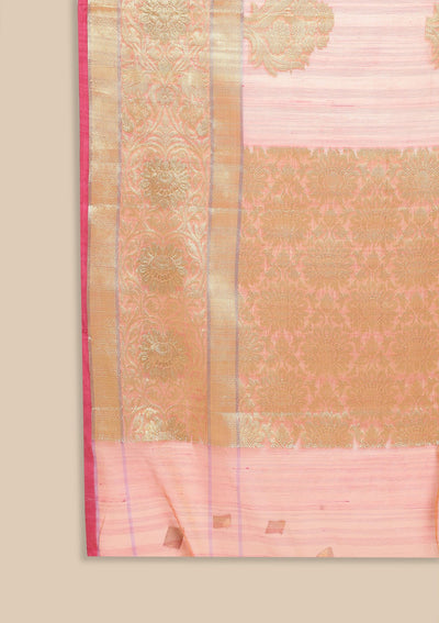 Pink Zariwork Art Silk Designer Saree - koskii