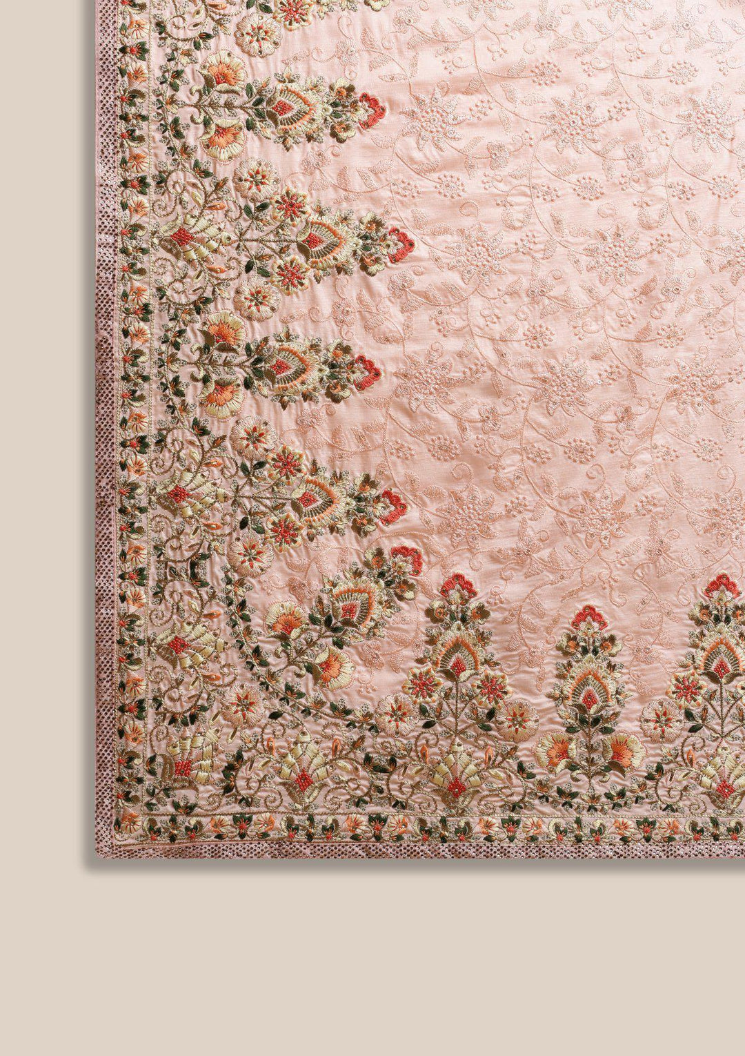 Baby Pink Threadwork Art Silk Designer Saree-Koskii