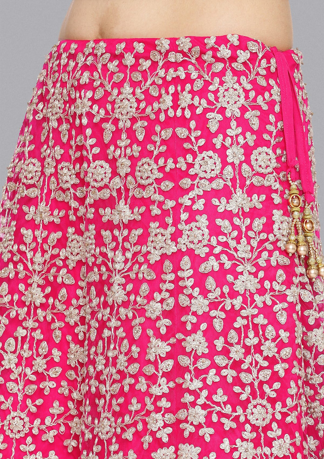 Rani Pink Zariwork Net Designer Lehenga-Koskii