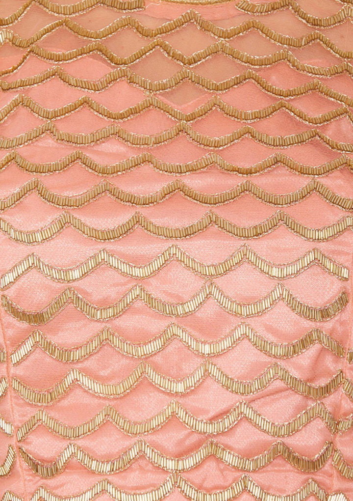 Peach Cutdana Soft-Net Designer Lehenga-Koskii