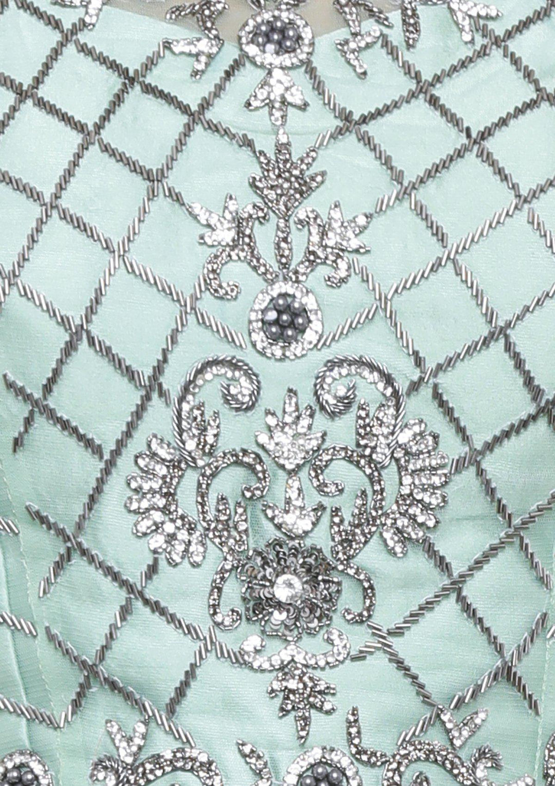 Sea Green Ruffled Net Designer Lehenga-Koskii