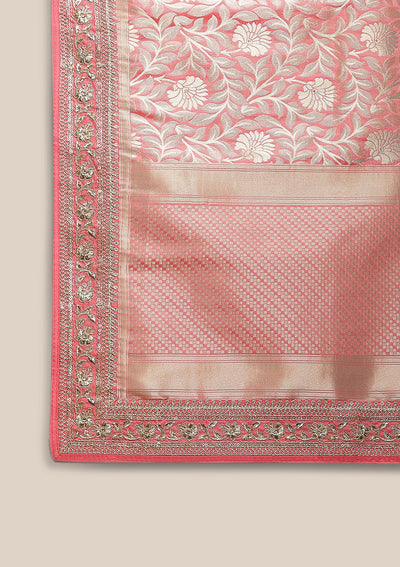 Pink Zariwork Brocade Designer Saree-Koskii