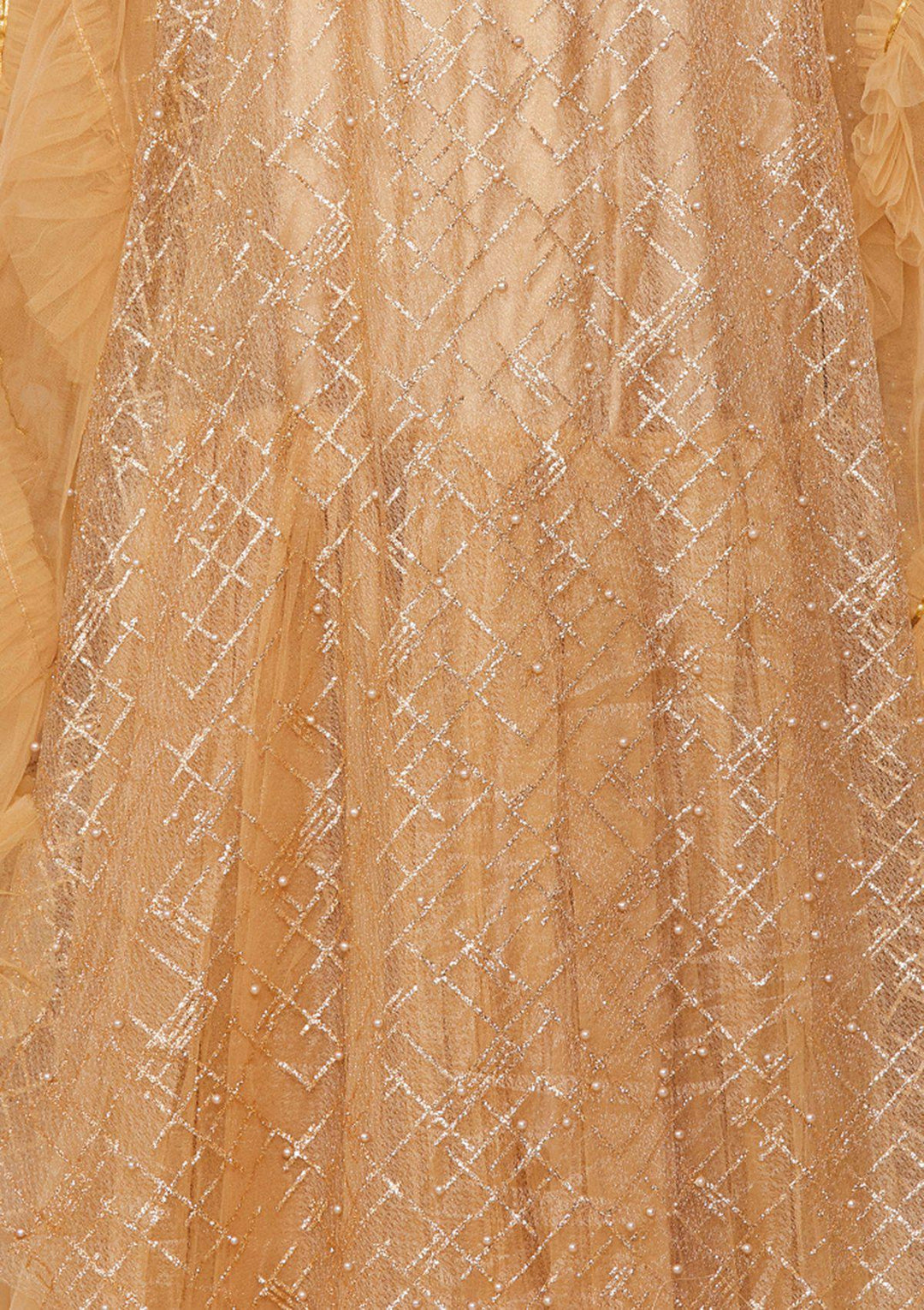 Gold Pearl-Work Net Designer Lehenga-Koskii