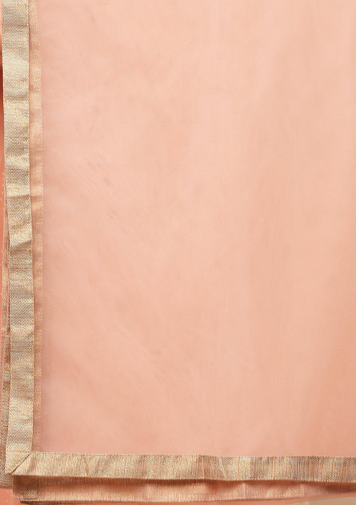 Peach Pearlwork Net Designer Lehenga-Koskii