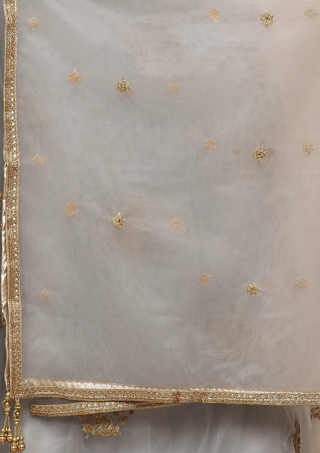 Grey Thread Work Velvet Designer Lehenga-Koskii