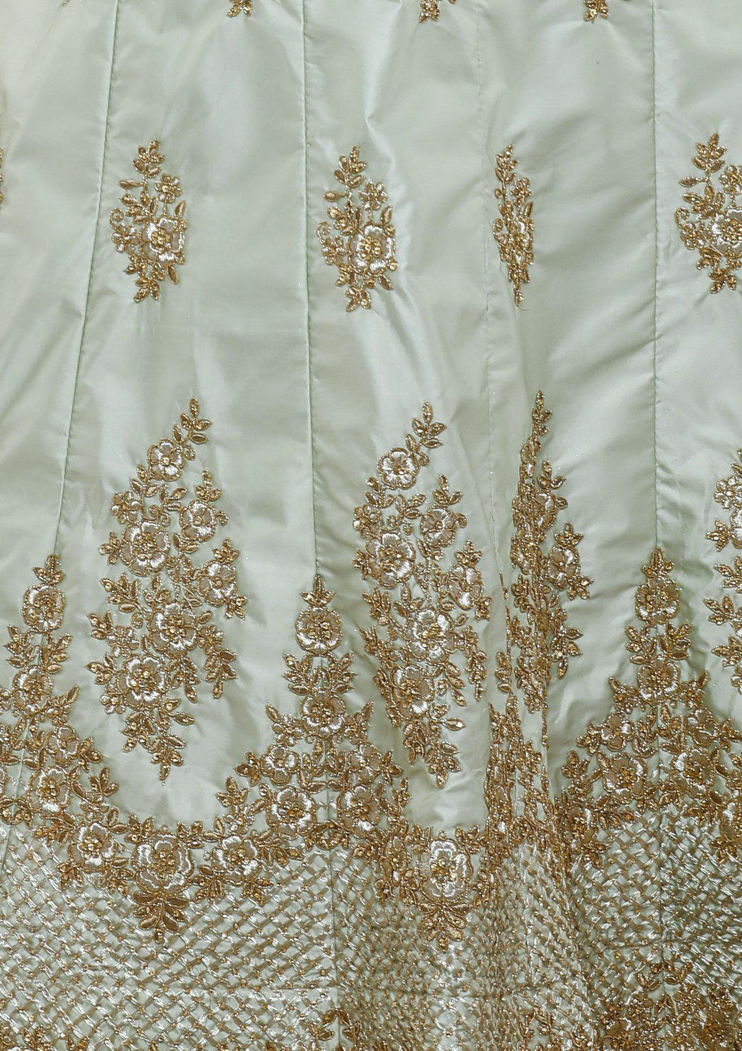 Mint Green Zari Work Silk Designer Lehenga-Koskii