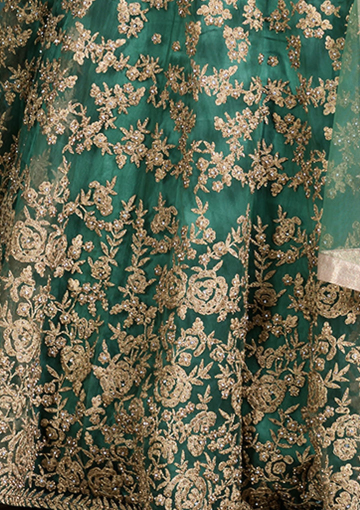Green Cutdana Net Designer Lehenga-Koskii