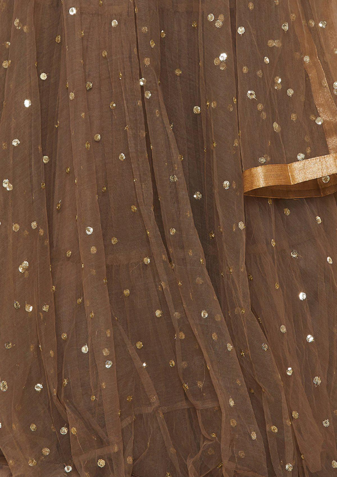 Koskii Zariwork Net BROWN Lehenga-Koskii