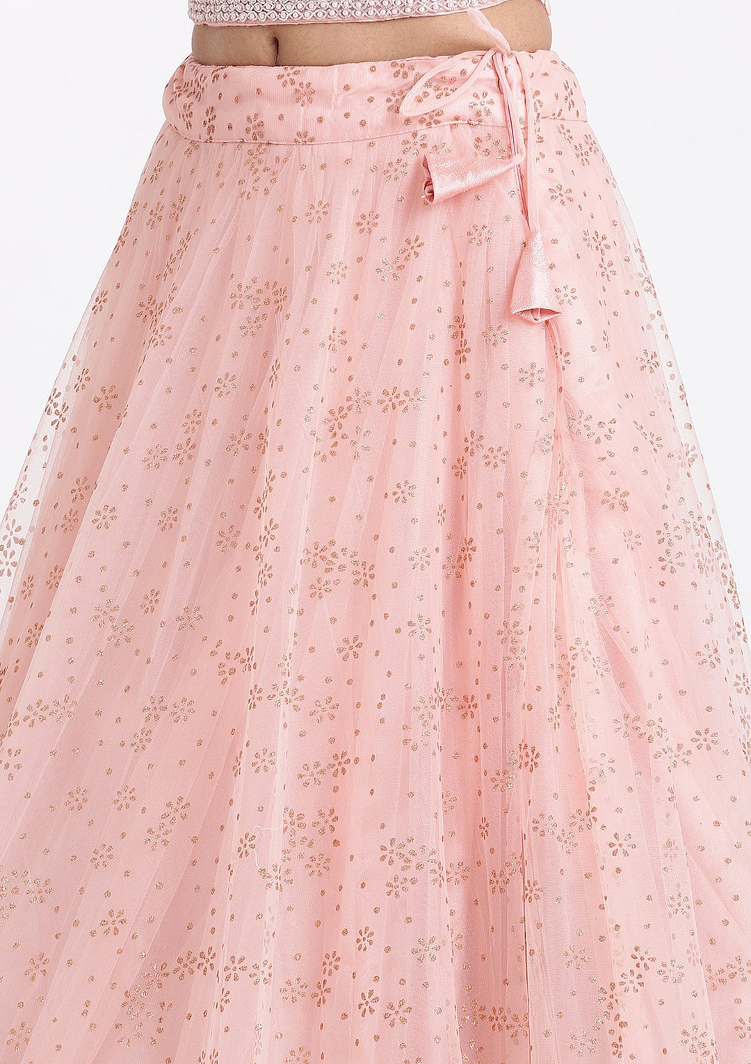 Pink Pearlwork Net Designer Lehenga-Koskii