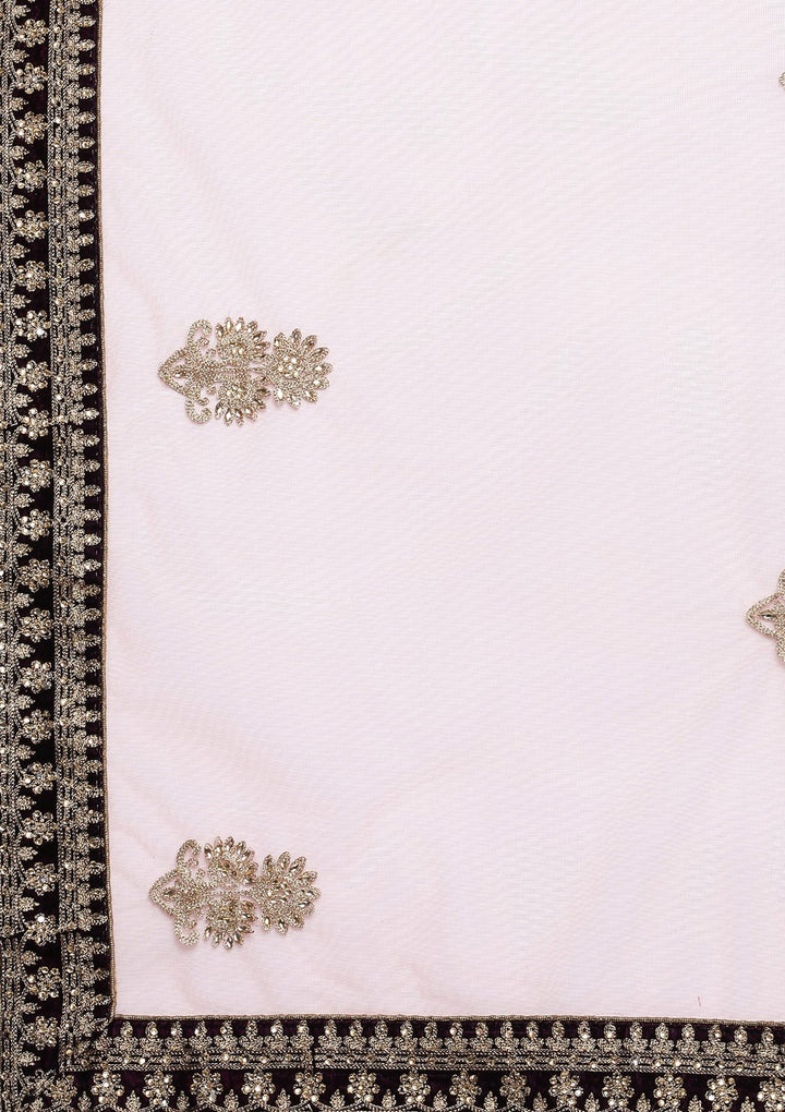 Wine Zariwork Velvet Designer Lehenga-Koskii