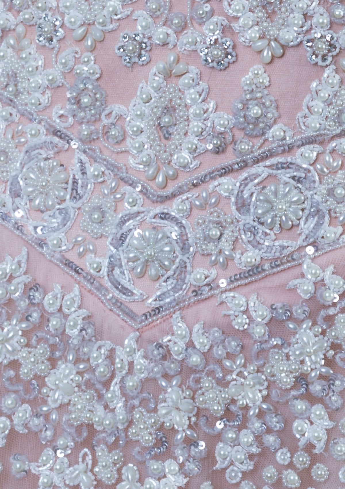 Peach Pink Stonework Net Designer Gown-Koskii