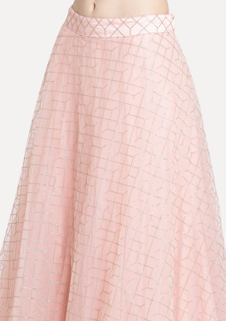 Pink Stonework Net Designer Lehenga-Koskii