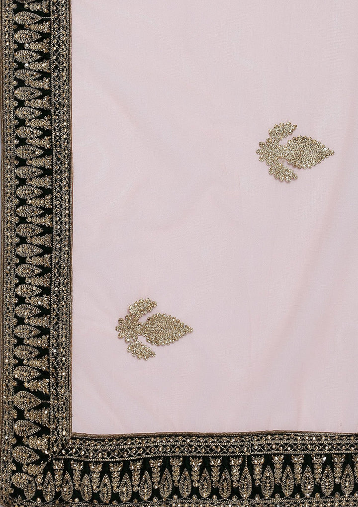 Bottle Green Zariwork Velvet Designer Lehenga-Koskii