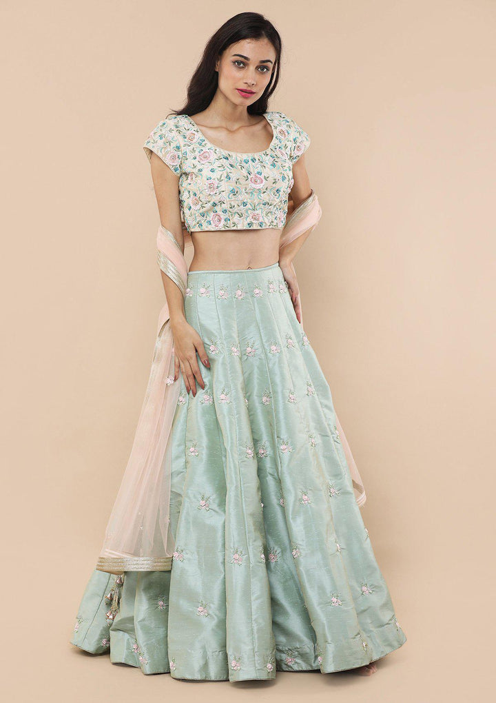 Koskii Pista Green Lehenga-Koskii