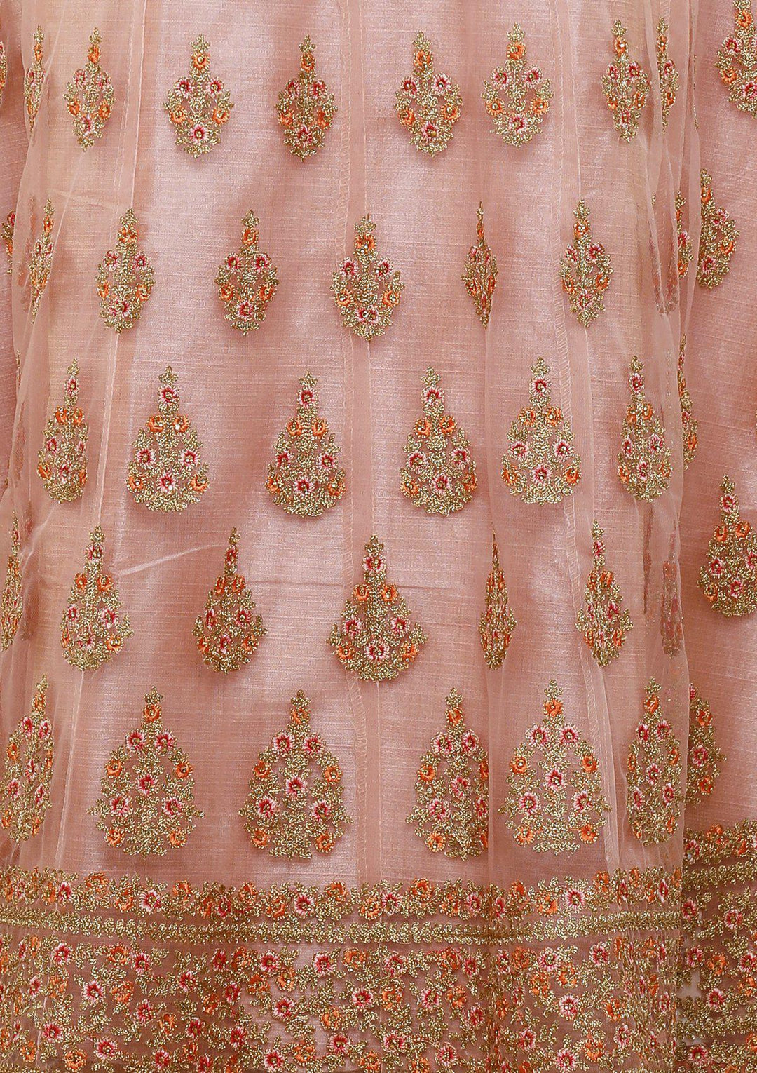 koskii pink net floral work lehenga-Koskii
