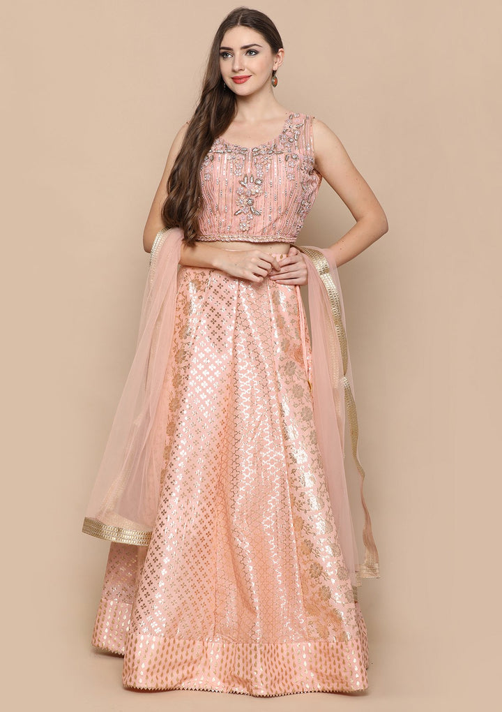 Pink Zardozi Work Brocade Designer Lehenga-Koskii