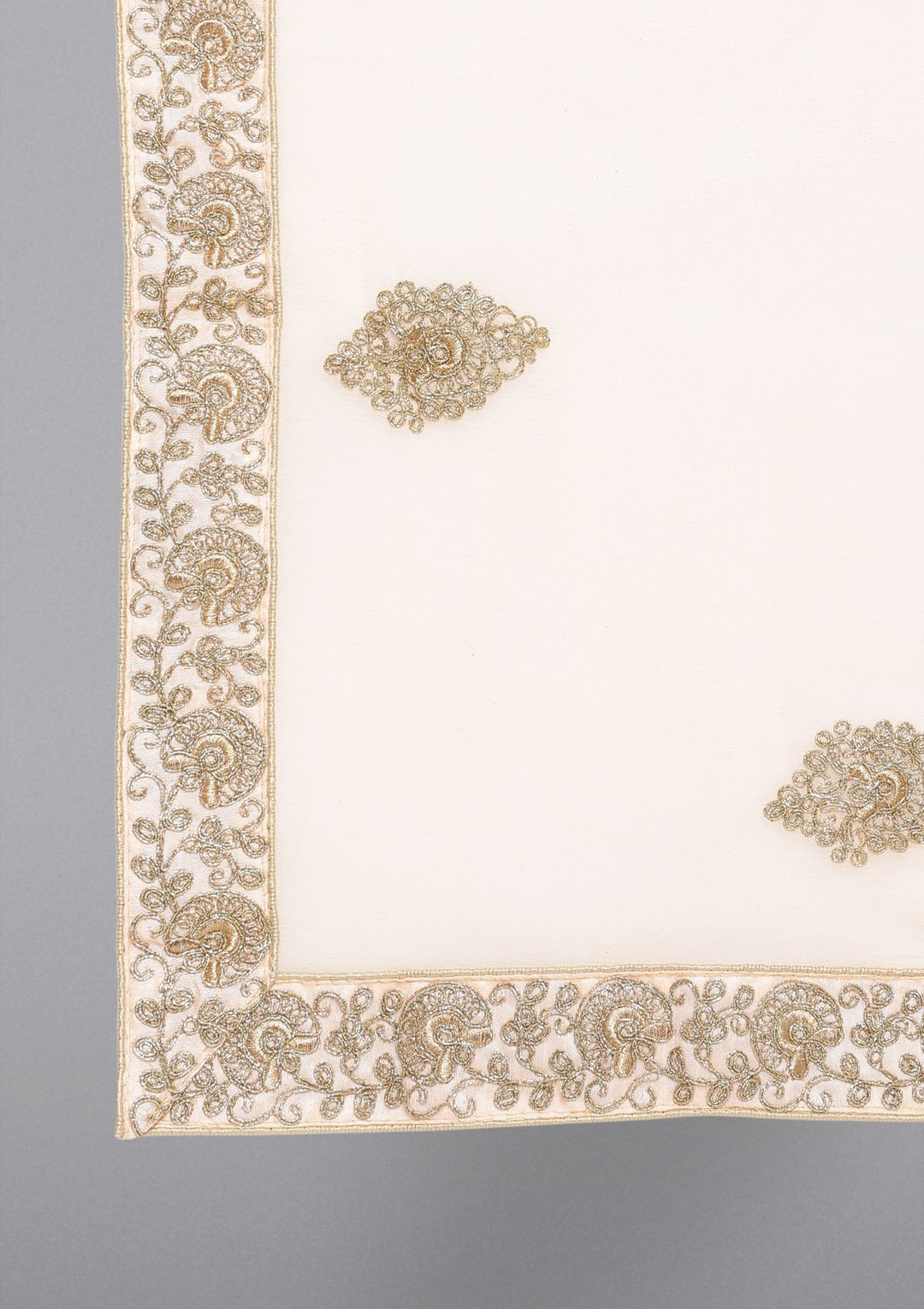 Peach Zariwork Chanderi Designer Salwar Suit-Koskii