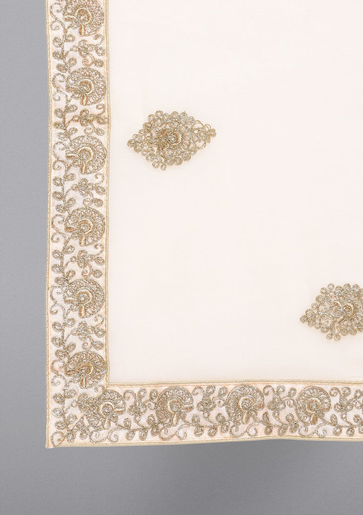 Peach Zariwork Chanderi Designer Salwar Suit-Koskii