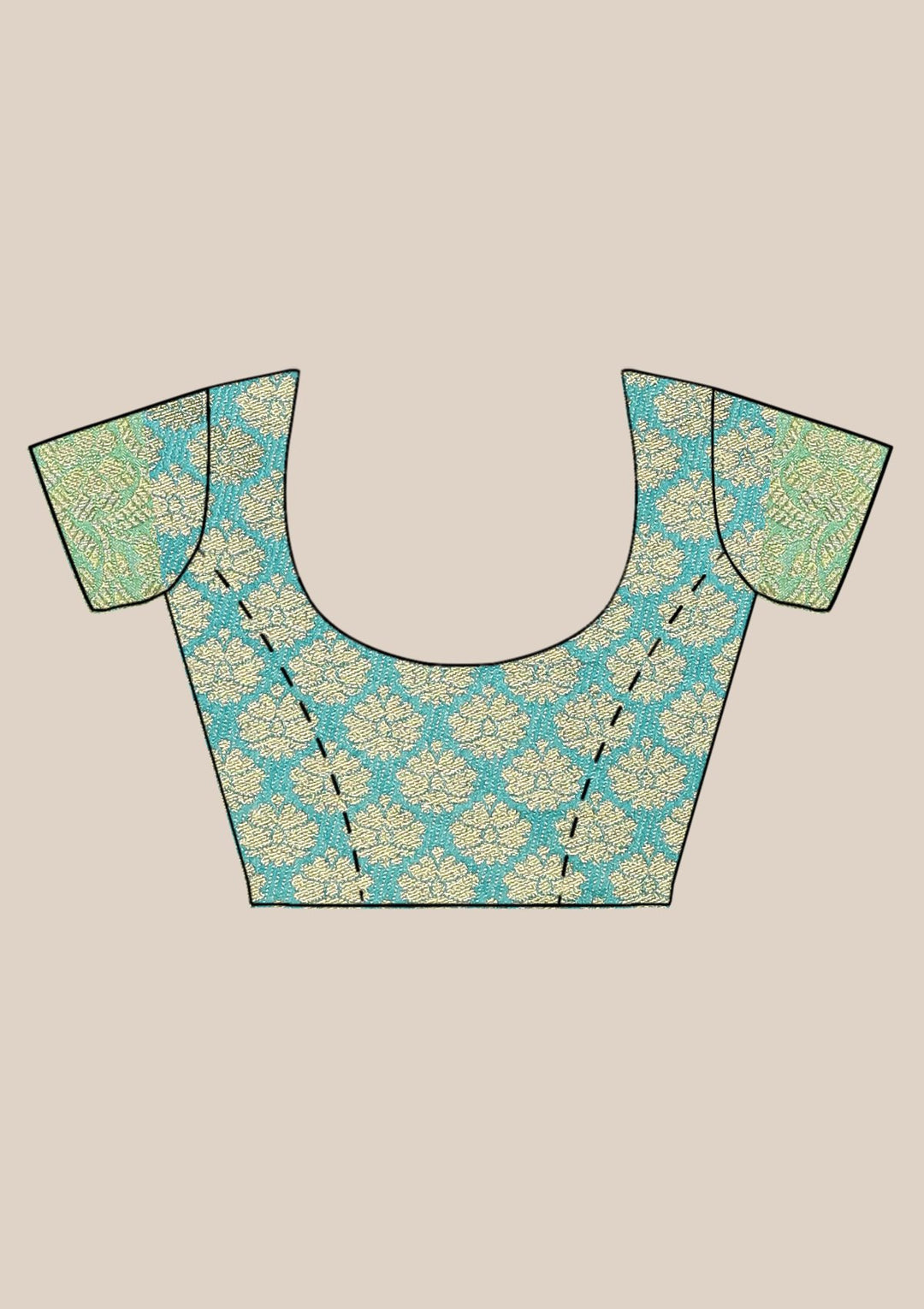 Green and Cream Art Silk Designer Saree-Koskii