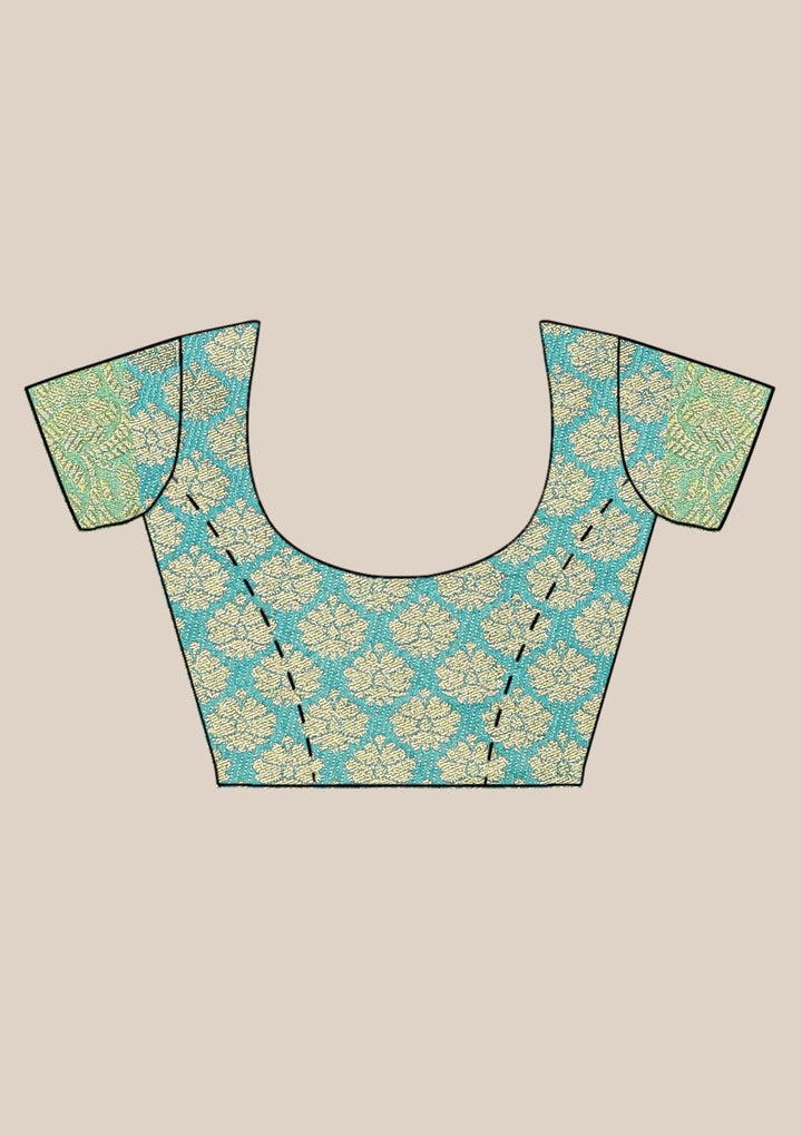 Green and Cream Art Silk Designer Saree-Koskii